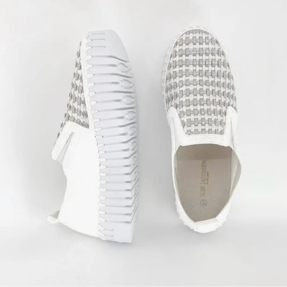 Ilse Jacobsen White and Gray Slip-On Sneakers - Picture 2 of 2